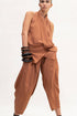 Silk V Neck Draped Top Rust brown XS S M L